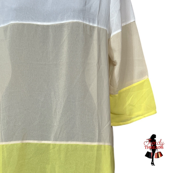 Boutique NEW Sheer Colorblock Mini Dress Sleeves Swim Cover-Up Small Medium NWT - Picture 2 of 4